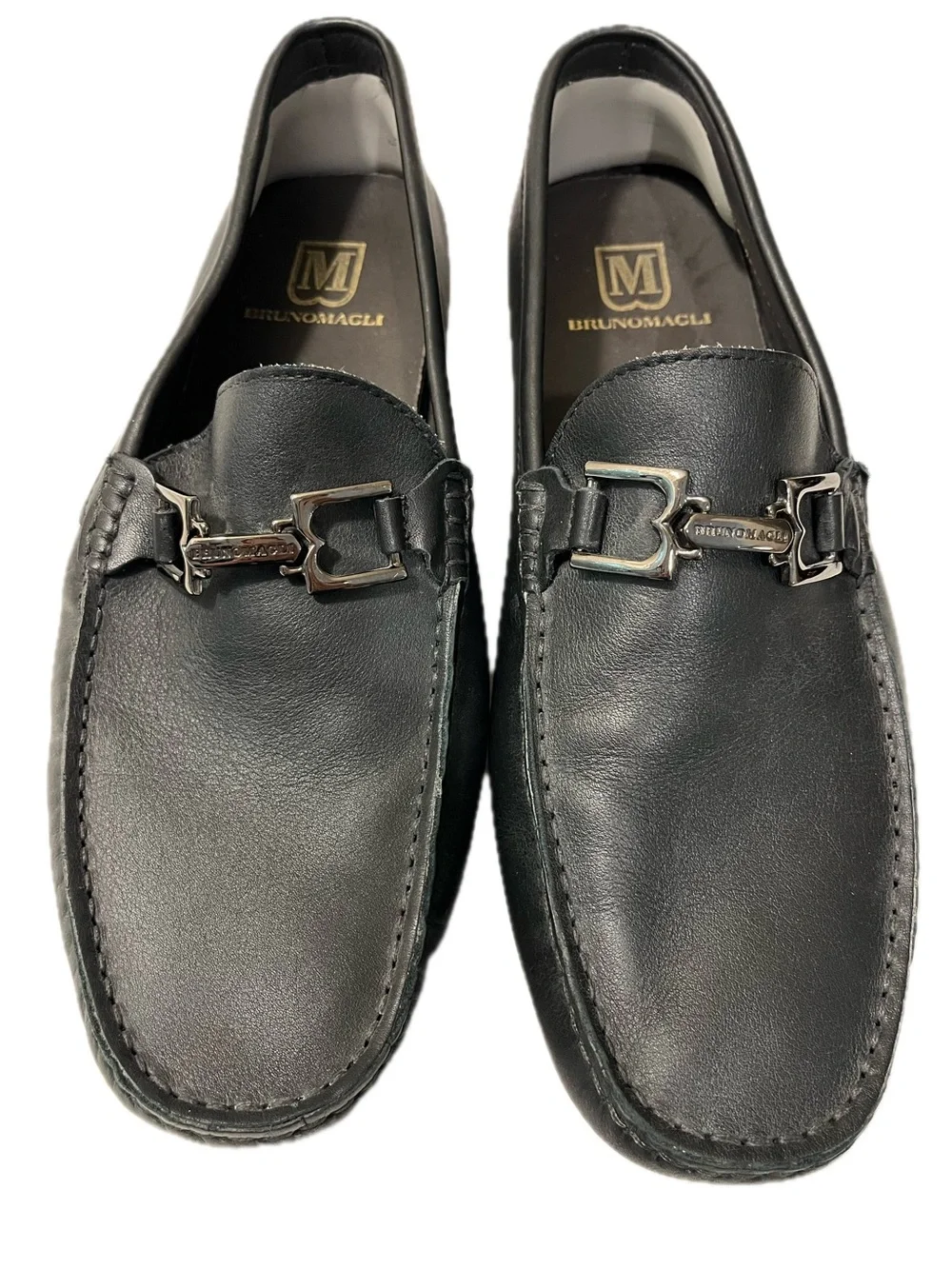 Bruno Magli Men’s Black Leather Loafers Driving Shoe Size 11
